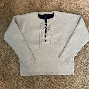 J. Crew Light Gray Lace-Up Crew Neck Sweater